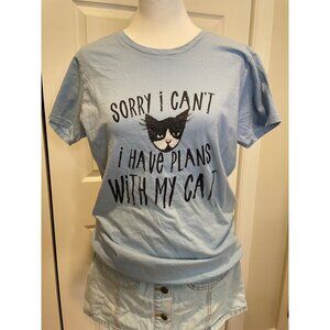 Port & Company Mens Novelty Graphic Cat T‎ Shirt Size M Twee Kitschy Normcore